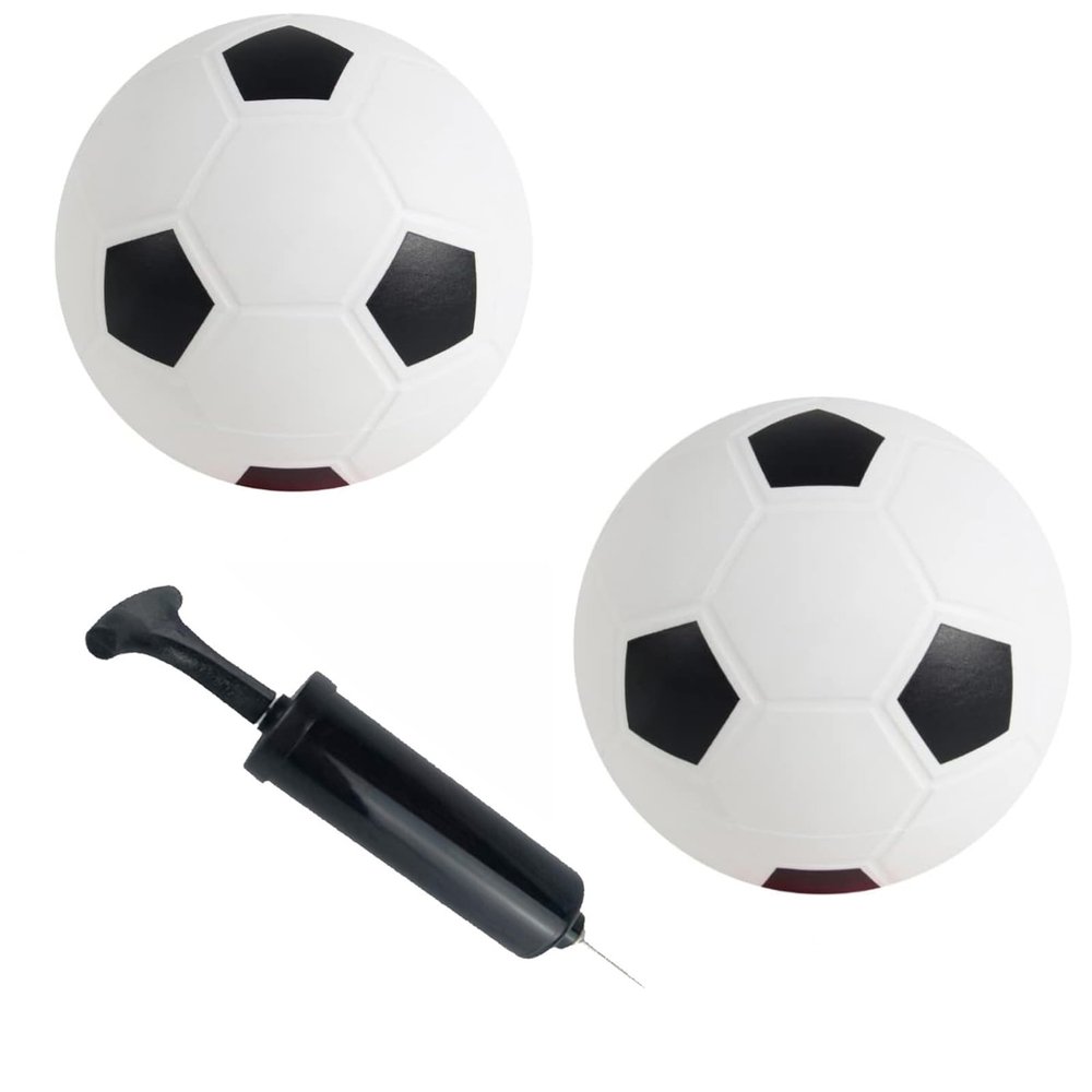 Sports Balls with Hand Pump for Kids and Toddlers 6-Inch Diameter Rubber Sport Ball Set Includes 2 Pack of Soccer Balls for Fun Outdoors and Backyard
