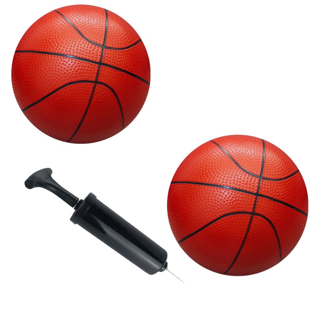 Sports Balls with Hand Pump for Kids and Toddlers 6-Inch Diameter Rubber Sport Ball Set Includes 2 Pack of Baseketballs for Fun Outdoors and Backyard