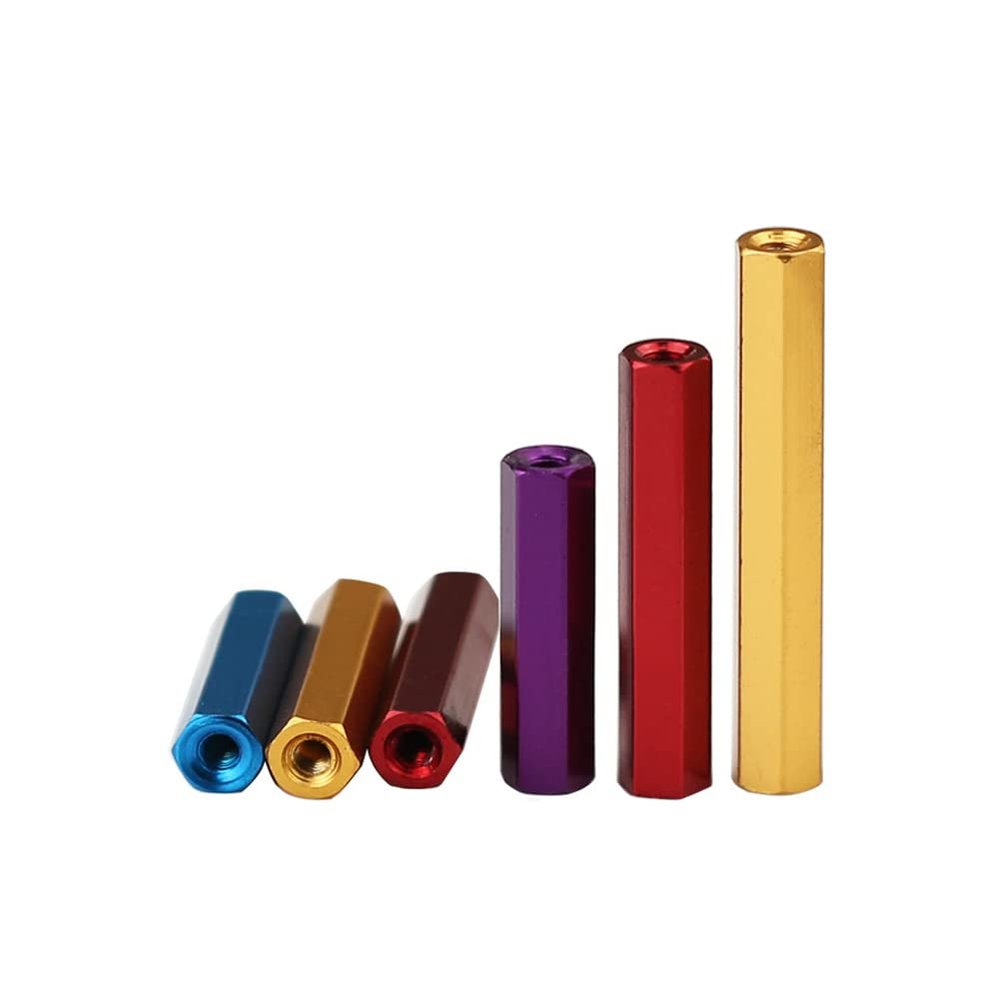 10 Pieces Purple Aluminum Alloy Double Pass Hexagon Bracket Spacer Post, Rc Drones Trucks Racing Motherboards, Spacing M2.5x5mm,Length 60mm.