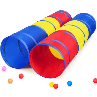 PigPigPen Kids Tunnel for Toddlers,Pop Up Play Tunnel Tent for Babies or Dogs, Indoor & Outdoor Toys for Kids Backyard Playset (Classic 2 Pack Tunnels)