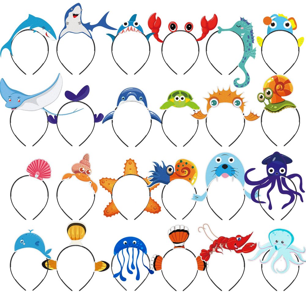 Yinder 24 Pieces Sea Animal Party Headband Under the Sea Party Decorations Ocean Themed Party Decorations Ocean Party Favors Felt Ocean Animal Headbands for Boys Girls Kids Adults Party Supplies