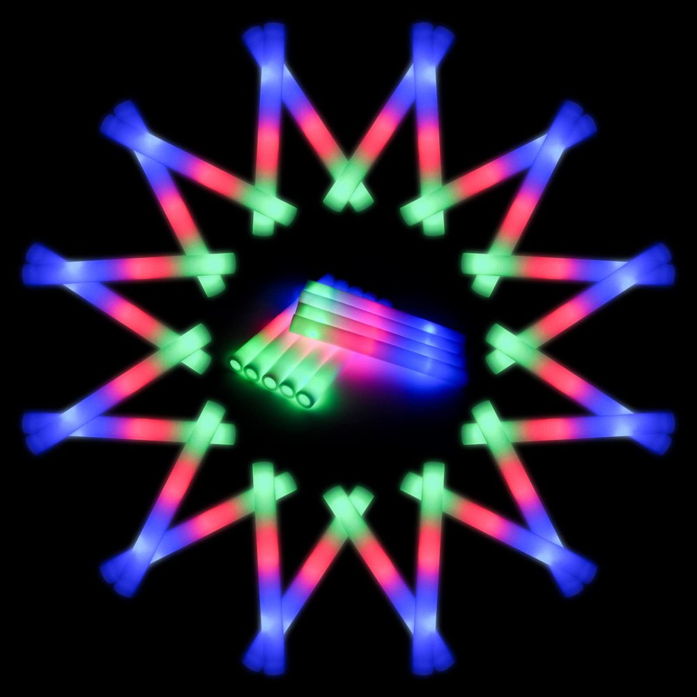 Jiahz 210 PCS Foam Glow Sticks For Wedding, Foam Light Up Sticks with 3 Modes Colorful Flashing, Light Up Foam Sticks, Glow Sticks Bulk Party Pack For Wedding, Concert, Party, Raves, Events