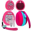 JCHPINE Hard Carrying Case and Silicone Cover Compatible with Tamagotchi Pix Interactive Virtual Pet Game Machine, Screen Film Protector for Tamagotchi Pix Accessories(Pink-Teal) view 1