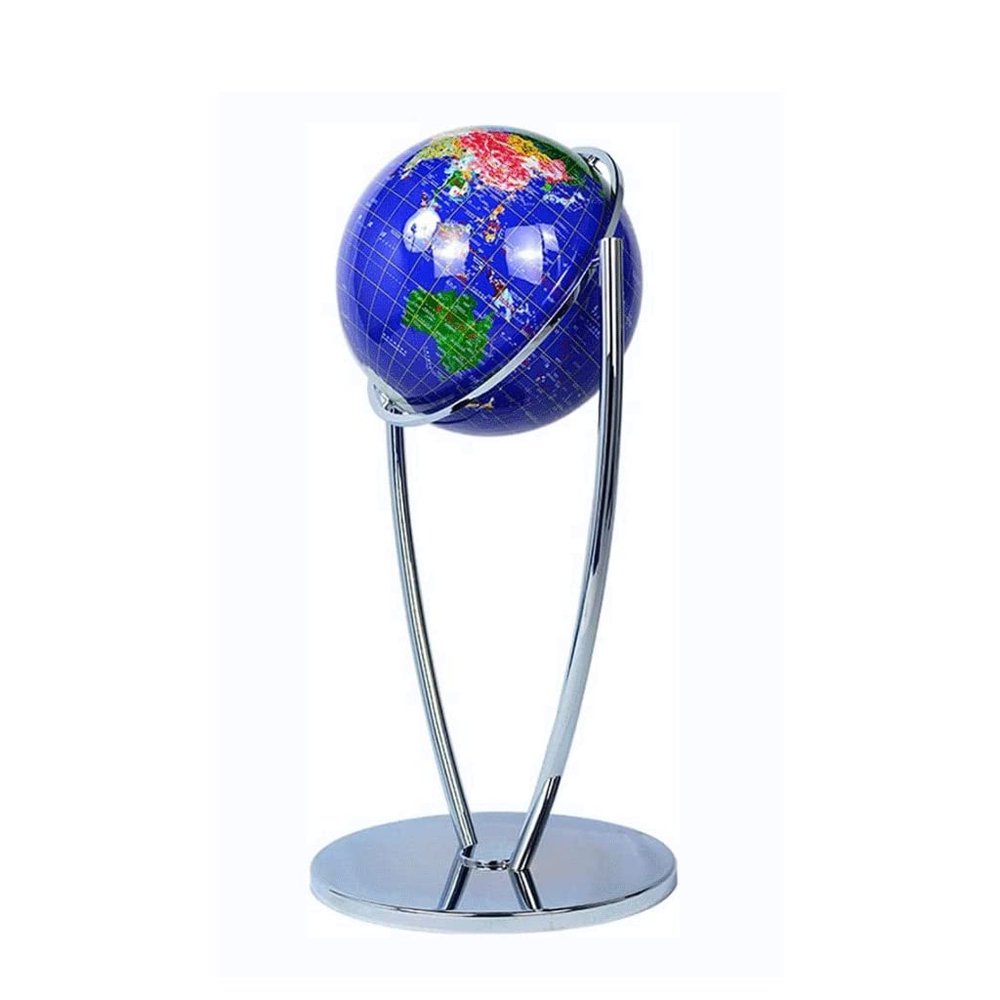 SZWH Premium Practical Floor Standing World Globe with Silver Metal Frame Antique Geographical Globe 720 Rotating Globe 16.5 Inch