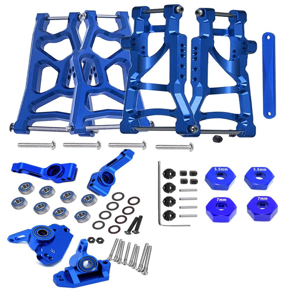 RCMYou Upgrades Part for 1/10 Slash 2WD,Alloy Front Rear Suspension Arm,Caster Block,Steering Blocks,Rear Stub Axle Carriers Upgrades Hops Up Set for Slash 2WD,Navy Blue