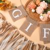 2 Pcs Boho Burlap Banner Baby Shower Decorations Set Include Rustic Gift Banner Decor Bunting Sign Bunting Gifts Sign Burlap Lace Tassel Garland Rag Garland Tie for Party Wedding Bridal Farmhouse view 3