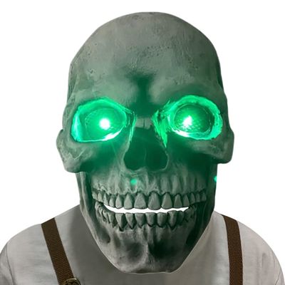 KLEOAD Full Head Halloween Skull Skeleton Mask with Movable Jaw Scary Latex Helmet for Cosplay Party Props, Creepy Skeleton Helmet