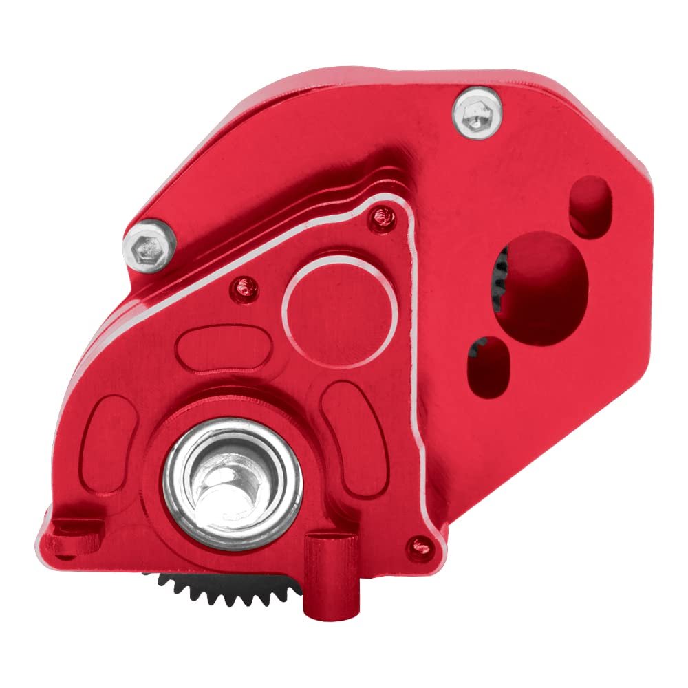 OGRC Aluminum Assembled Transmission Case Complete Gearbox Upgrade Parts for Axial SCX24 RC Crawler Car (Red)
