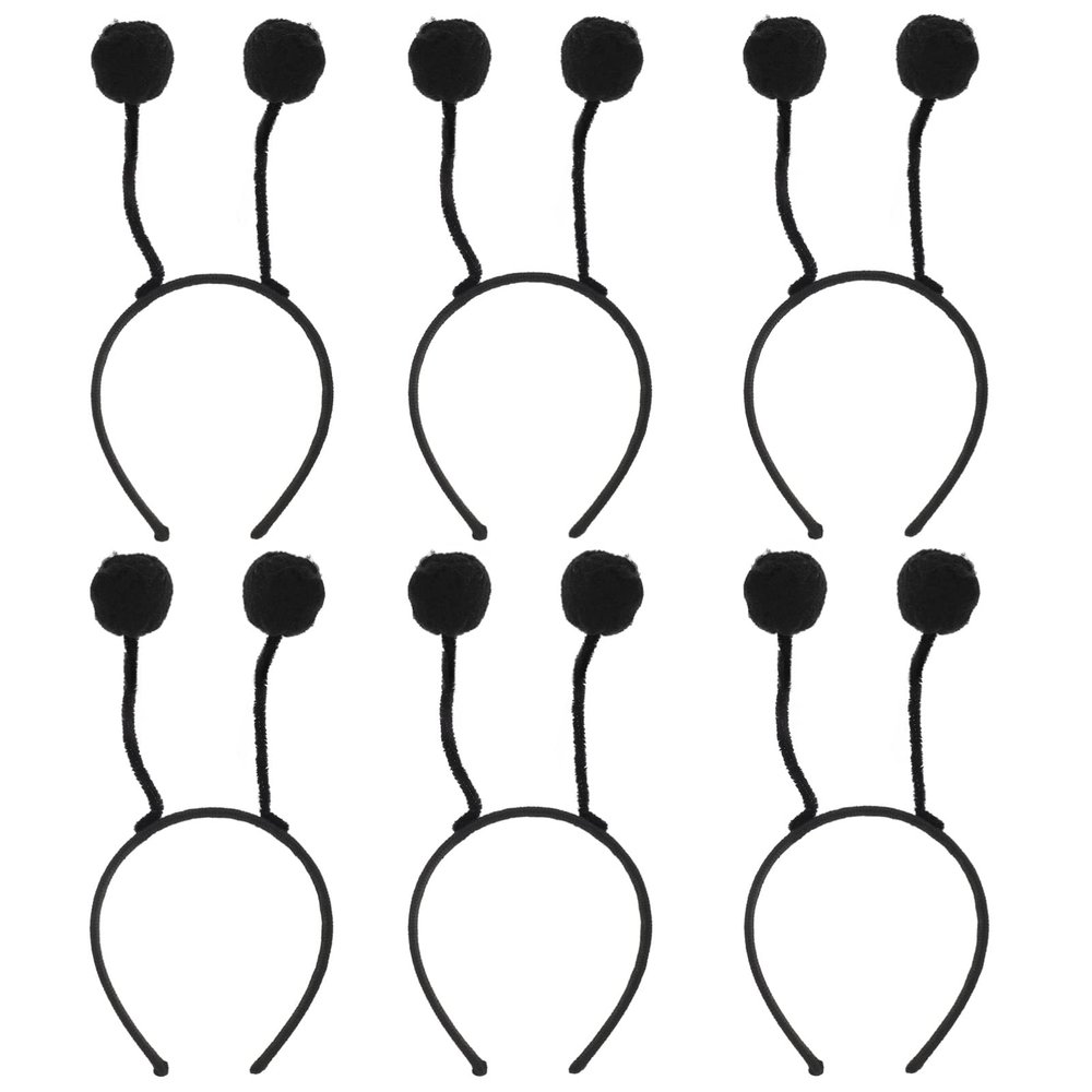 KALLORY 6pcs Fur Ball Headband Bee Hair Decor Party Headband Antenna Costume Antenna Head Boppers Hair Bands Dresses for Kids Headwear for Party Halloween Child Iron Wire