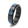 Meilord Glow in the Dark Luminous Cat Face Spinner Ring Stainless Steel Pet Animal Kitten Fidget Anxiety Ring for Women and Men Rotatable Stress Relieve Worry Rings view 1