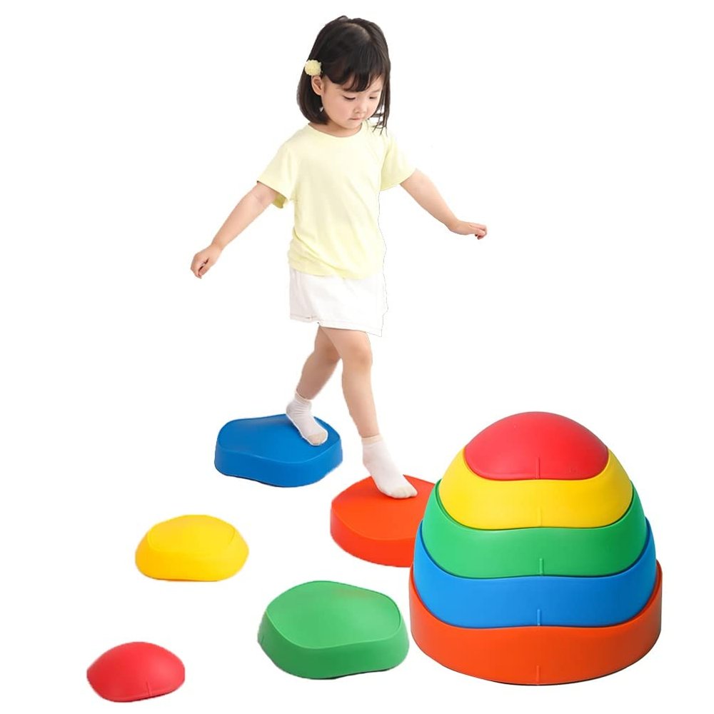 5 PCS Kids Obstacle Course Balance Stepping Stone, Kindergarten Playground Sensory Games River Stone, Boy Girl Birthday Gift