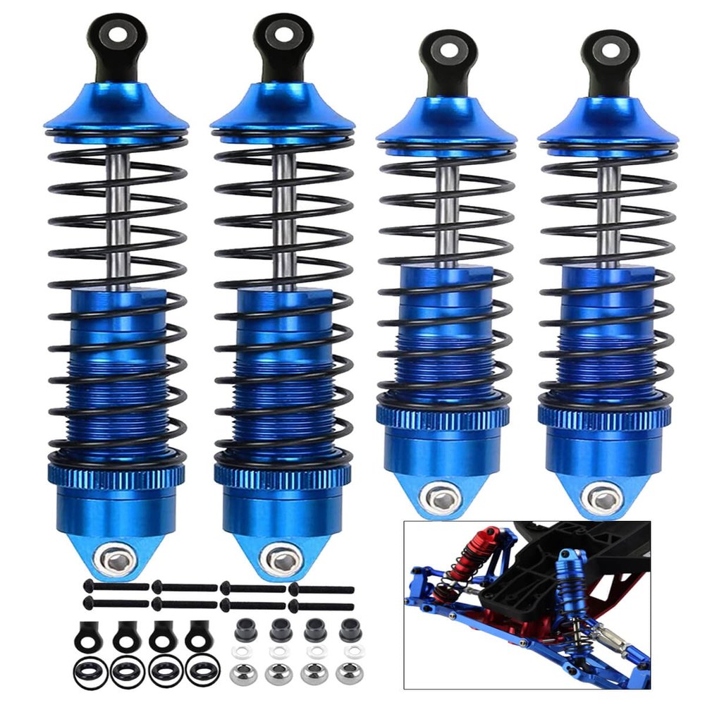 4PCS Aluminum Front Rear RC Shocks Upgrades Part for 1/10 Slash 2WD 4x4 Rustler 2WD 4X4 Stampede 2WD 4X4 Hoss 4X4 2WD Rally, Big Bore Full Metal RC Shock Absorber,5862 3760 3762,Navy Blue