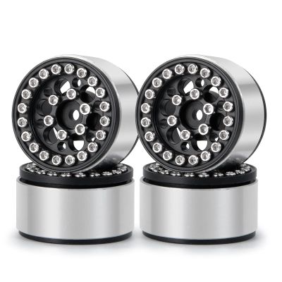 SWX 1.0 Metal Beadlock Wheel Rim 4pcs Wheel Hub for 1/24 RC Crawler Car Axial SCX24 Gladiator Bronco C10 Deadbolt JLU Upgrade Parts (Black)