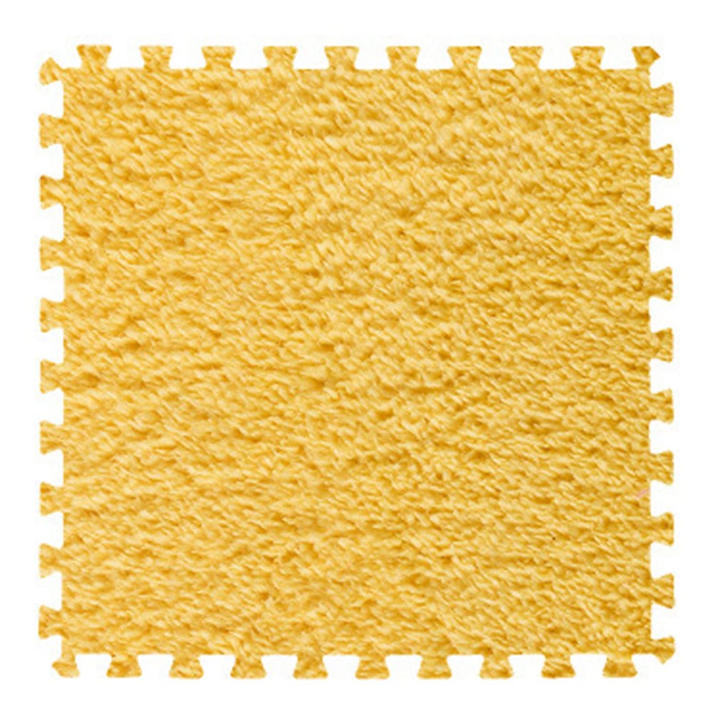16Pcs Foam Interlocking Floor Mats,Puzzle Play Mats Splicing Carpet Plush Carpet Area Rug for Playmat Play Room Bedroom Square Floor Tiles,12X12inch,Yellow