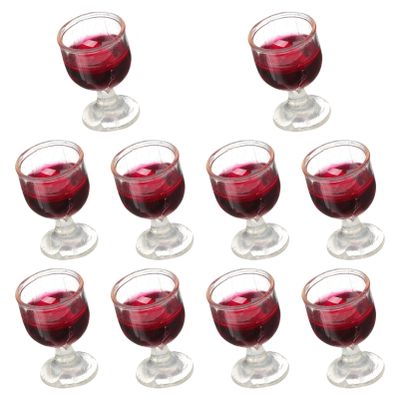 NUOBESTY 10Pcs 1: 12 Wine Glasses Dollhouse Cocktail Glasses Mini Red Wine Drink Cups for Dollhouse Decors Kitchen Accessories Miniature Goblet