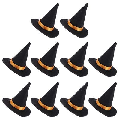 Kisangel 10Pcs Mini Felt Witch Hats Wine Bottle Decorations Halloween Party Handmade Craft Caps