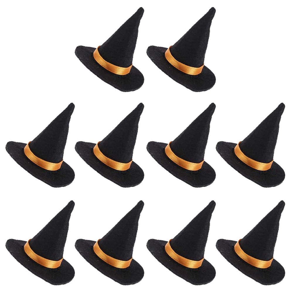 Kisangel 10Pcs Mini Felt Witch Hats Wine Bottle Decorations Halloween Party Handmade Craft Caps
