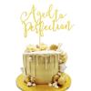 Arthsdite Aged to Perfection Cake Topper, Happy Birthday Engagement Retirement Party Decorations Supplies - Gold Glitter view 1