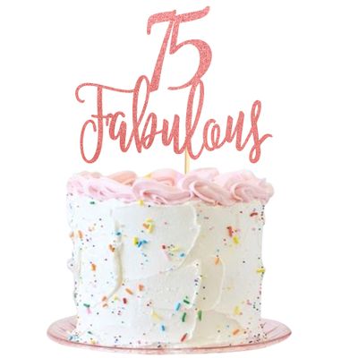 Arthsdite 75 & Fabulous Cake Topper Seventy Five and Fabulous Cake Toppers Happy 75th Birthday Cake Pick for 75th Anniversary Birthday Party Cake Decorations Supplies - Rose Gold Glitter