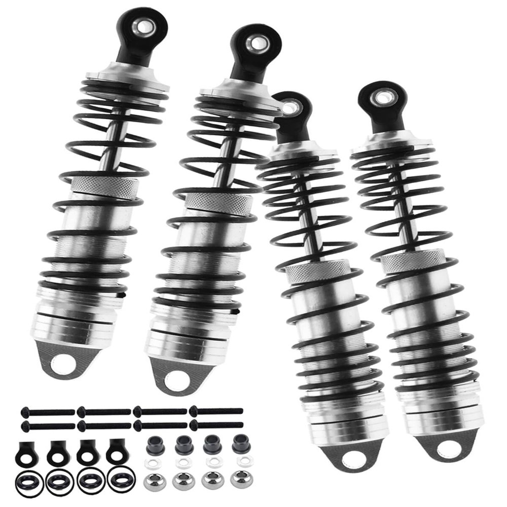 RCMYou RC Shocks Absorber Upgrades Part for 1/10 Lasernut U4, Tenacity DB Pro,TENACITY TT Pro 4WD SCT,4PCS Aluminum Front Rear Big Bore RC Shocks Damper,90mm 100mm Metal Hop Ups,#LOS233011,Silver