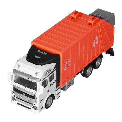 Alomejor 1:48 Pull Back Garbage Truck Toy Alloy Plastic Delivery Vehicles Toys Decoration for Boys(Orange)