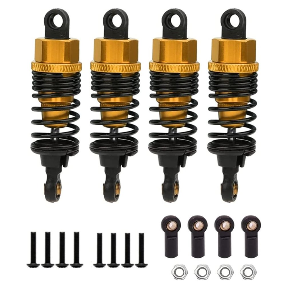 Aluminum Oil Filled RC Shock Absorber 55mm for Tamiya Tt-01 Mf-01x 1/10 RC Car Upgrade Part 4 pcs/set(Yellow)