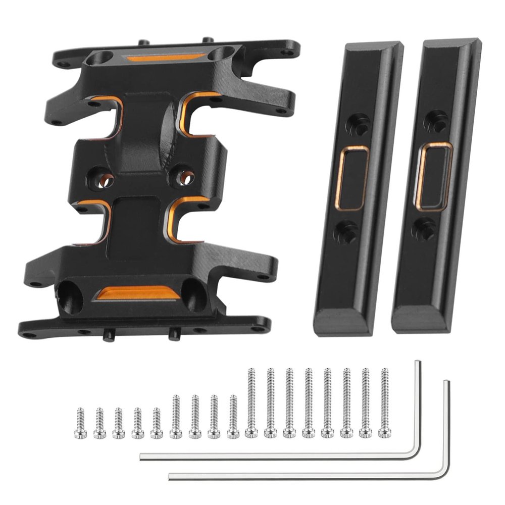 Acekeeps RC Crawler Skid Plate and Chassis Weight Bar Upgrade for 1/24 Axial SCX24 Gladiator Bronco Deadbolt C10 Wrangler B-17 (Black w/Gold)