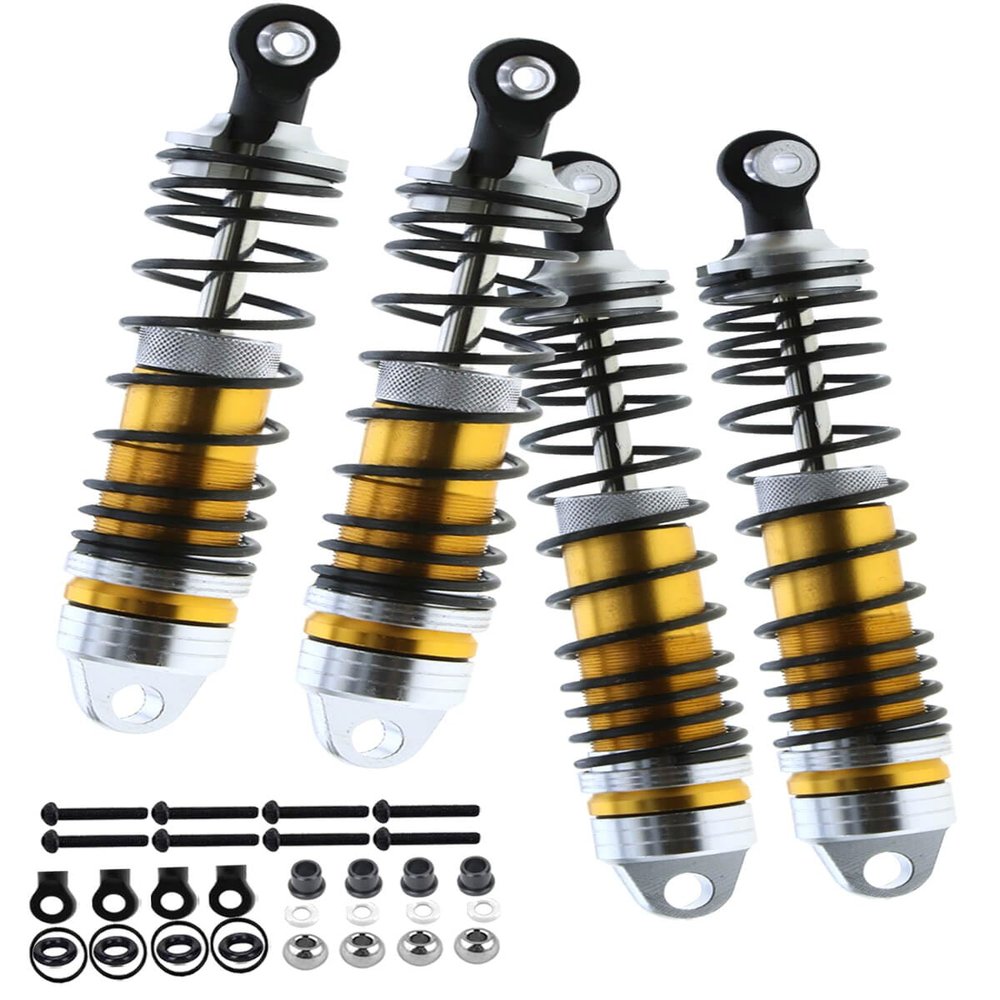 RCMYou RC Shocks Absorber Upgrades Part for 1/10 Lasernut U4, Tenacity DB Pro,TENACITY TT Pro 4WD SCT,4PCS Aluminum Front Rear Big Bore RC Shocks Damper,90mm 100mm Metal Hop Ups,#LOS233011,Gold