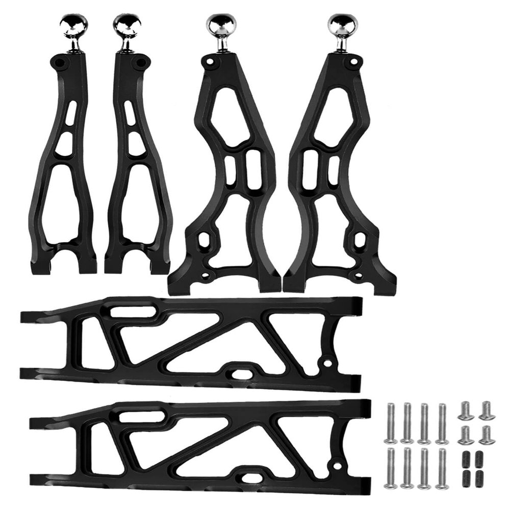 RCMYou Upgrades Suspension Arms for 1/8 Kraton 6S BLX,Outcast 6S BLX,Talion 6S BLX,Notorious 6S BLX,Aluminum Front Rear A Arms & Lower Upper Swing A-Arm Set Hops up w/Pivot Balls,6pcs,Black