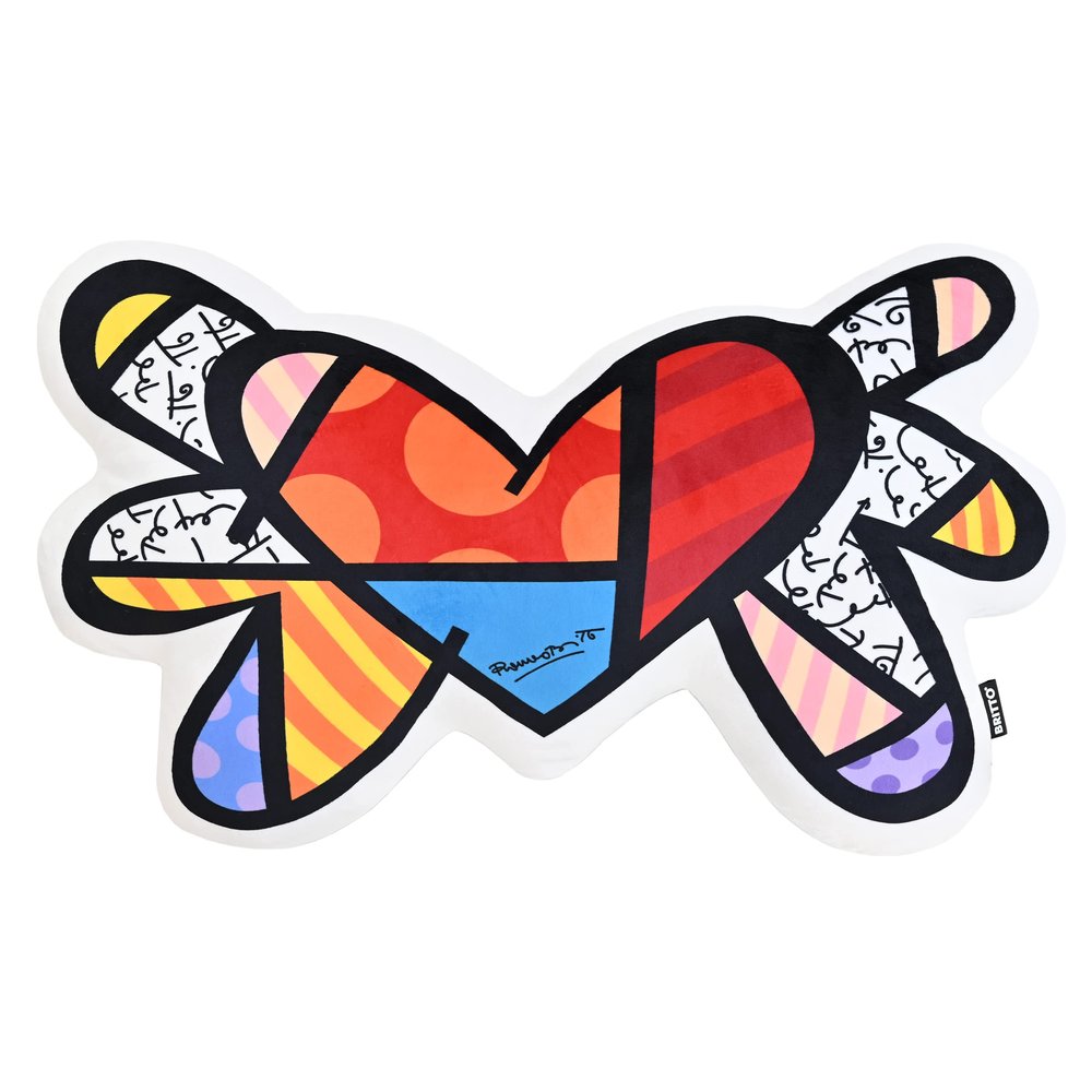 BRITTO Romero Collectible Plush Pillow, Flying Heart Cushion, 18" x 28"