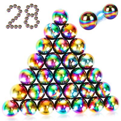 Moonhua 28Pcs Rainbow Stones Fidget Toy, 20mm DIY Mutual Attraction Desk Balls for Kids Adults, Educational Science Kit for Anxiety Relief, Building Crafts for Teens Party Favors Gift