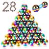 Moonhua 28Pcs Rainbow Stones Fidget Toy, 20mm DIY Mutual Attraction Desk Balls for Kids Adults, Educational Science Kit for Anxiety Relief, Building Crafts for Teens Party Favors Gift view 1