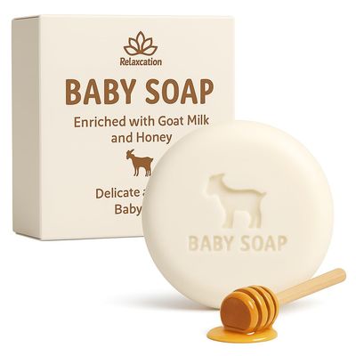 MADE IN USA Baby Soap Bar with Goat Milk and Honey - Naturally Cold Processed from Organic Ingredients - Delicate for Newborn Skin, Gift for babys, Kids, Toddlers and Adults - Handmade in USA