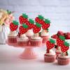 24 PCS Strawberry Cupcake Toppers Red Glitter Fruit Theme Berry Strawberry Cupcake Picks for Summer Sweet Fruit Baby Shower Kids Birthday Party Cake Decorations Supplies Red view 3