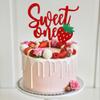 1 PCS Strawberry 1st Birthday Cake Topper Glitter Sweet One First Birthday Strawberry Cake Pick Decoration for Sweet Fruit Theme Baby Shower Kids Birthday Party Supplies Red view 4