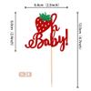 24 PCS Strawberry Oh Baby Cupcake Toppers Glitter Fruit Theme Oh Baby Strawberry Cupcake Picks for Gender Reveal Baby Shower Kids Boys Girls Birthday Party Cake Decorations Supplies Red view 2