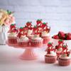 24 PCS Strawberry Oh Baby Cupcake Toppers Glitter Fruit Theme Oh Baby Strawberry Cupcake Picks for Gender Reveal Baby Shower Kids Boys Girls Birthday Party Cake Decorations Supplies Red view 3