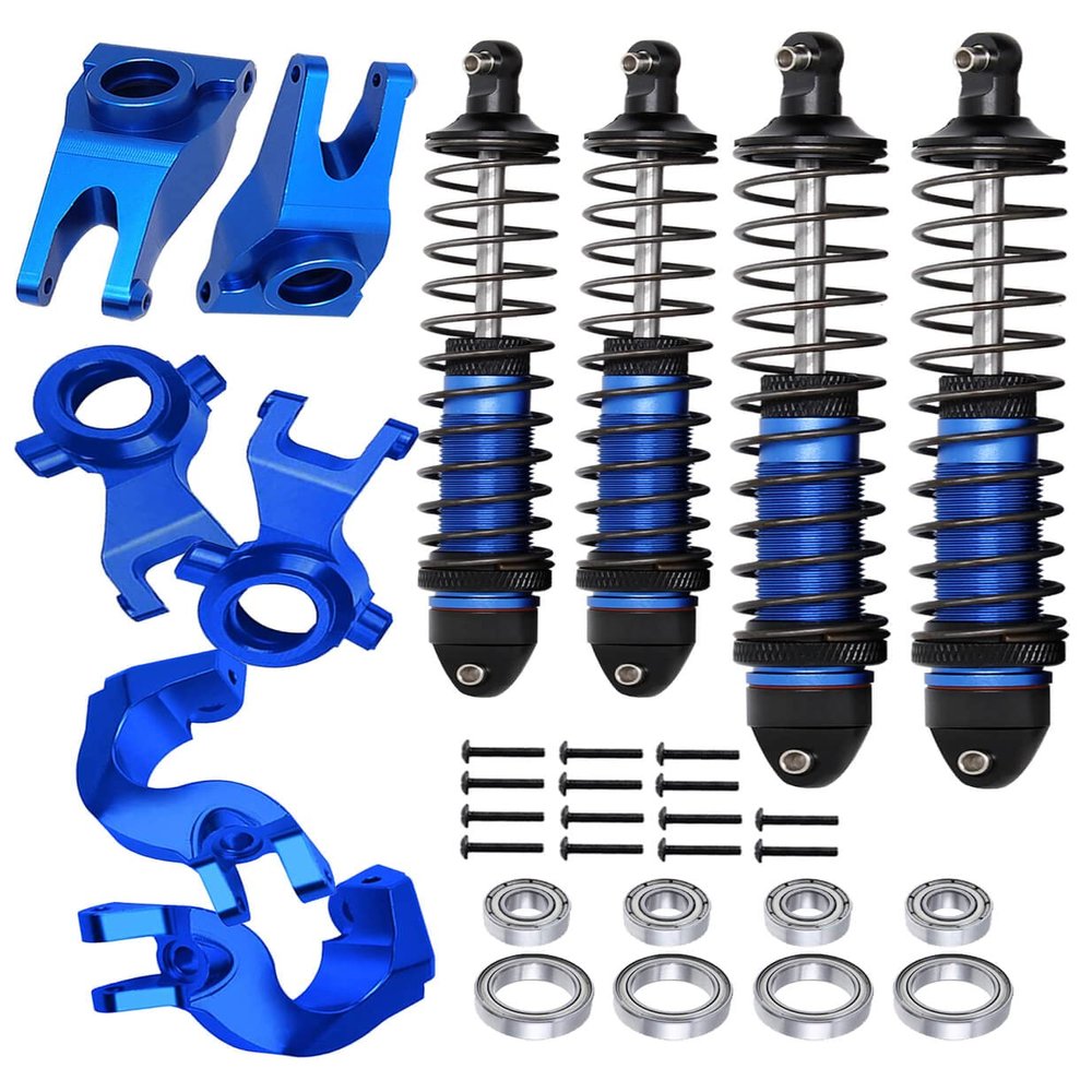 RCMYou Upgrades Alloy RC Shocks,Caster Block,Steering Blocks,Rear Stub Axle Carriers for 1/10 Granite/Senton 4x4 3S Blx & Mega 550,Big Rock/Vorteks 4x4 3S Blx,Upgrades Part Hop Ups,Navy Blue