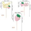 24 PCS Strawberry 1st Birthday Cupcake Toppers Glitter Sweet One Strawberry Cupcake Picks for Fruit Theme Baby Shower Kids 1st Anniversary Party Cake Decorations Supplies Pink view 2