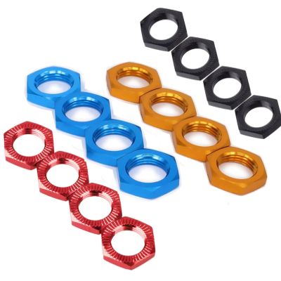 16 pcs Aluminum 17mm Wheel Nut Thread 1.0mm for 1/7 1/8 RC Model Car ARRMA 6s HSP Redcat Himoto Monster Trucks Off Road Buggy Upgraded Parts (Mixed-Color)