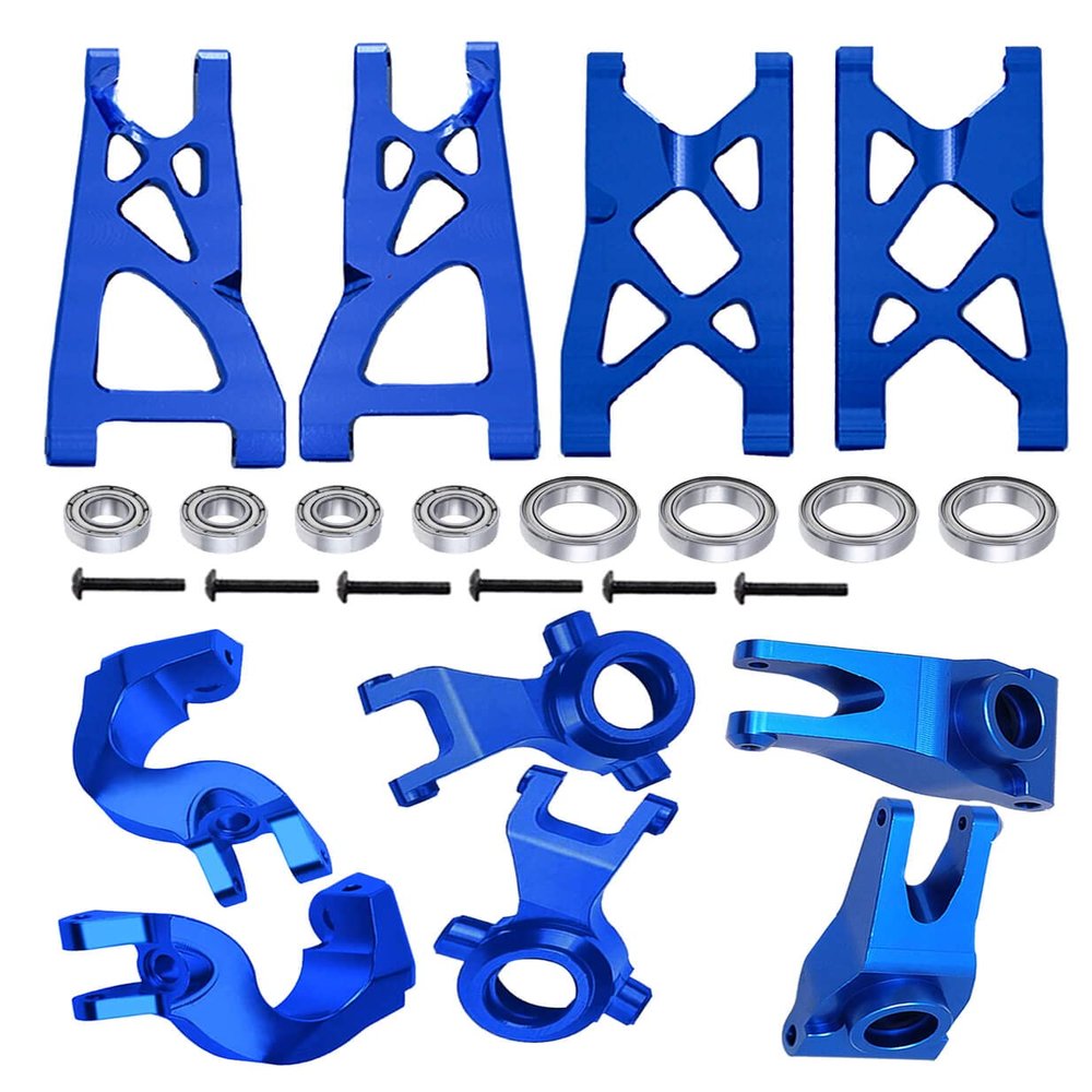RCMYou Upgrades Part for 1/10 Granite/Senton 4x4 3S Blx & Mega 550,Vorteks 4x4 3S Blx,Alloy Front Rear Suspension Arm & Steering Blocks Caster Blocks C-Hubs Stub Axle Carriers,Navy Blue