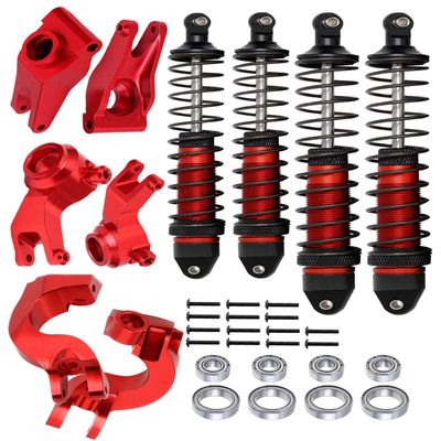 RCMYou Upgrades Alloy RC Shocks,Caster Block,Steering Blocks,Rear Stub Axle Carriers for 1/10 Granite/Senton 4x4 3S Blx & Mega 550,Big Rock/Vorteks 4x4 3S Blx,Upgrades Part Hop Ups,Red