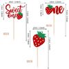 24 PCS Strawberry One Cupcake Toppers Glitter Sweet One First Birthday Strawberry Cupcake Picks for Fruit Theme Baby Shower Kids 1st Birthday Anniversary Party Cake Decorations Supplies Red view 2