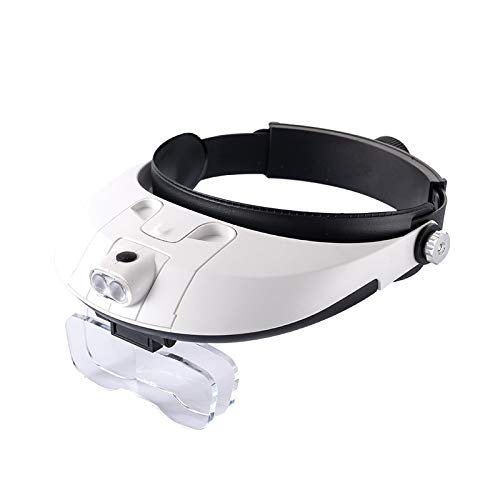 YONGERN Head-Mounted Repair Magnifying Glasses HD Lens with 2LED Lights Reading Precise Eyeglasses Jewelry Loupe Appraisal Watch Tool (Color : 1x1.5X 2x2.5x3.5X, Size : 108X40MM)