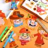 24 Sets Fall Crafts for Kids Scarecrow Craft Kit Bulk Thanksgiving Halloween Scarecrow Craft Stickers Make Your Own Scarecrow Ornaments for Halloween Autumn Birthday Party Supplies view 2