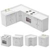 Wooden Dollhouse Miniature Furniture Kitchen Play Cabinet Fridge Set Freely Combined 1/12 Scale view 1