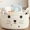 Zopeal Cat Basket Storage Woven Organizer with Ears Christmas Decorative Pet Toy Cute Cotton Rope Basket for Gift Cat Dog Toy Bin Nursery Room(8.3 x 4.7 Inch,White) view 1