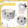 Zopeal Cat Basket Storage Woven Organizer with Ears Christmas Decorative Pet Toy Cute Cotton Rope Basket for Gift Cat Dog Toy Bin Nursery Room(8.3 x 4.7 Inch,White) view 3