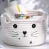 Zopeal Cat Basket Storage Woven Organizer with Ears Christmas Decorative Pet Toy Cute Cotton Rope Basket for Gift Cat Dog Toy Bin Nursery Room(8.3 x 4.7 Inch,White) view 4