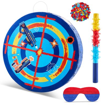 Lewtemi 13.3 Inch Shooting Targets Piata Dart Theme Battle Piata Set with Blindfold, Stick and Confetti Birthday Boy Decorations for Gun Birthday Parties, Kids Carnival, Holiday